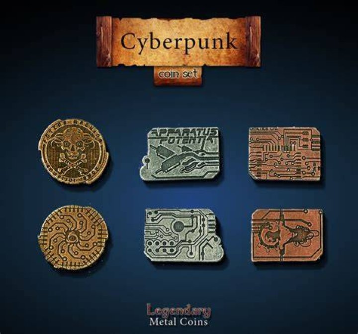 Cyberpunk Metal Coin Set Drawlab Entertainment